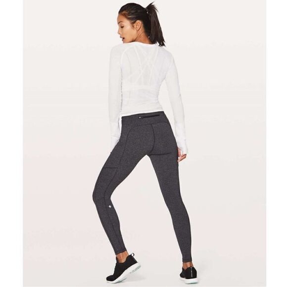 Lululemon Speed Up Tight 28" Power Luxtreme Variegated Knit Black Heather Size 6 - Picture 3 of 7